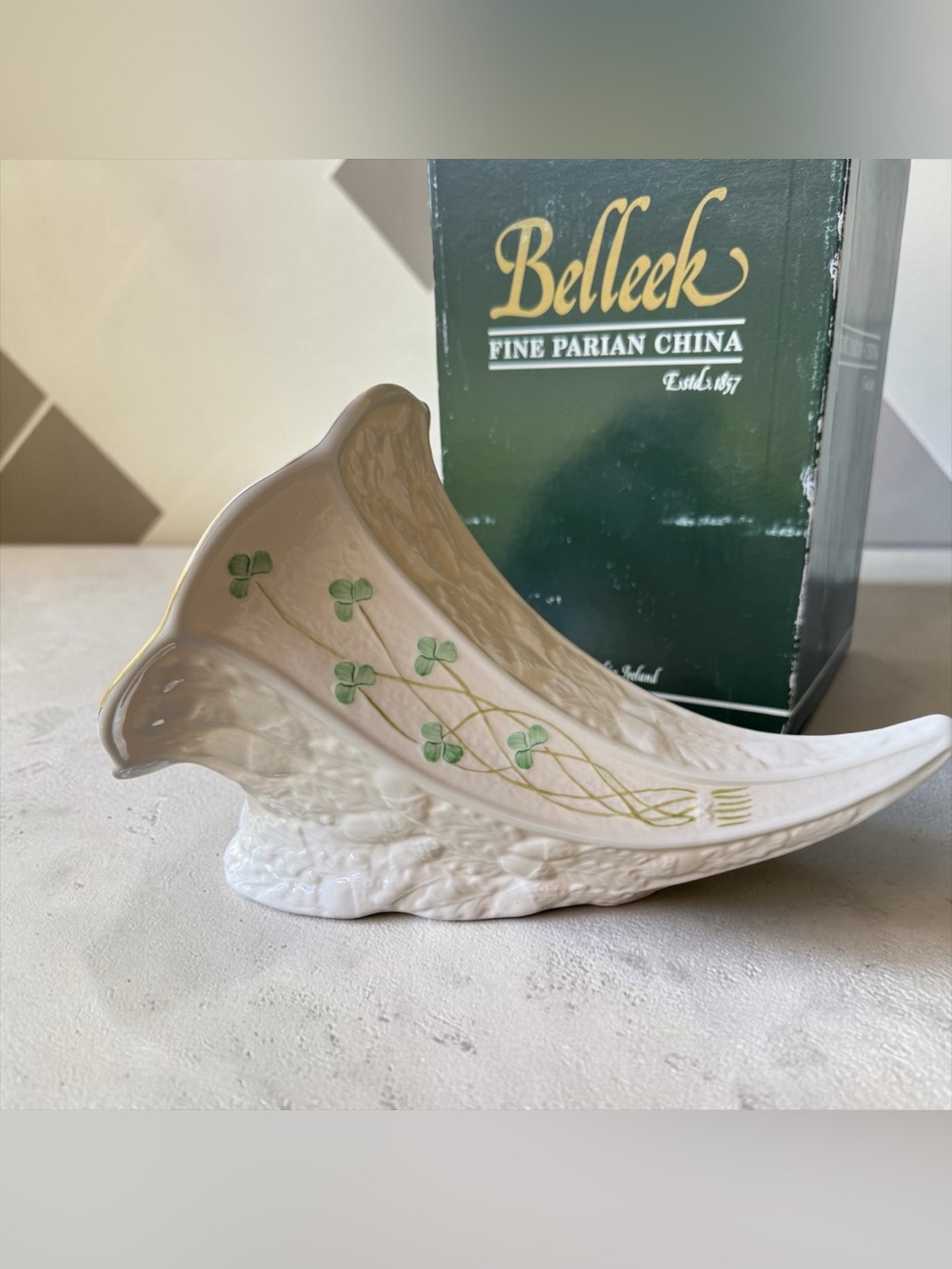 Belleek Fine Parian China Shamrock Basket